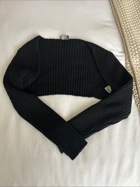 Black Ribbed Cropped Bolero Shrug